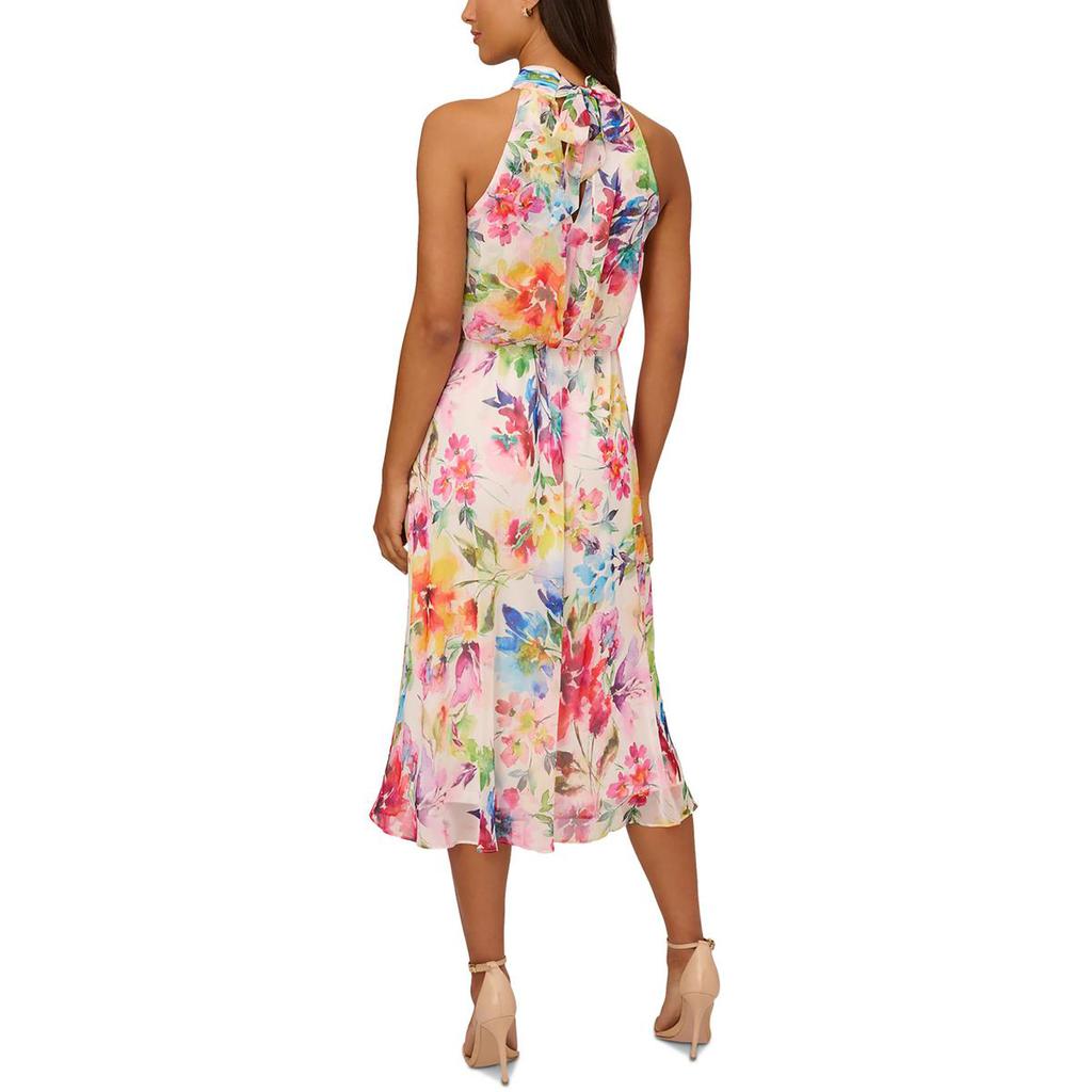 Adrianna Papell Womens Halter Chiffon Halter Dress