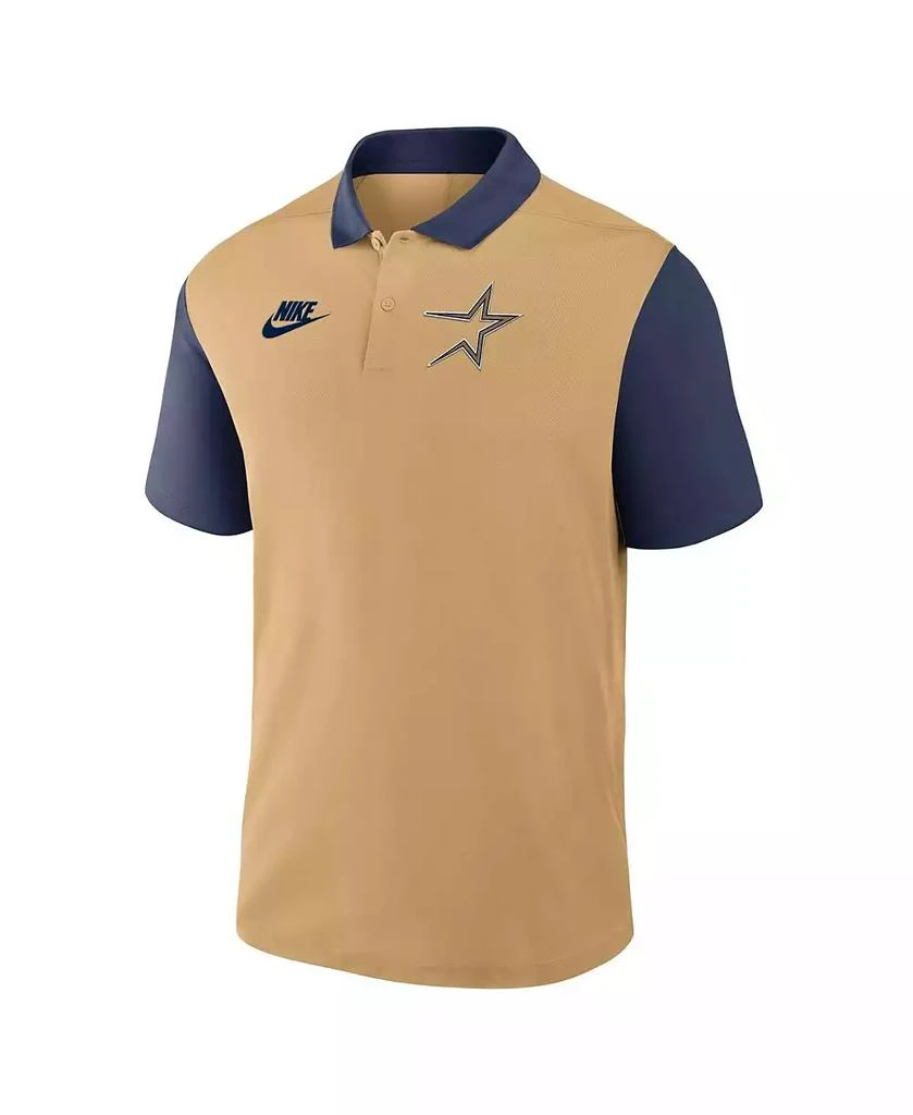 NIKE Men's Gold/Navy Houston Astros Cooperstown Collection Color-Block Victory Performance Polo Shirt 2