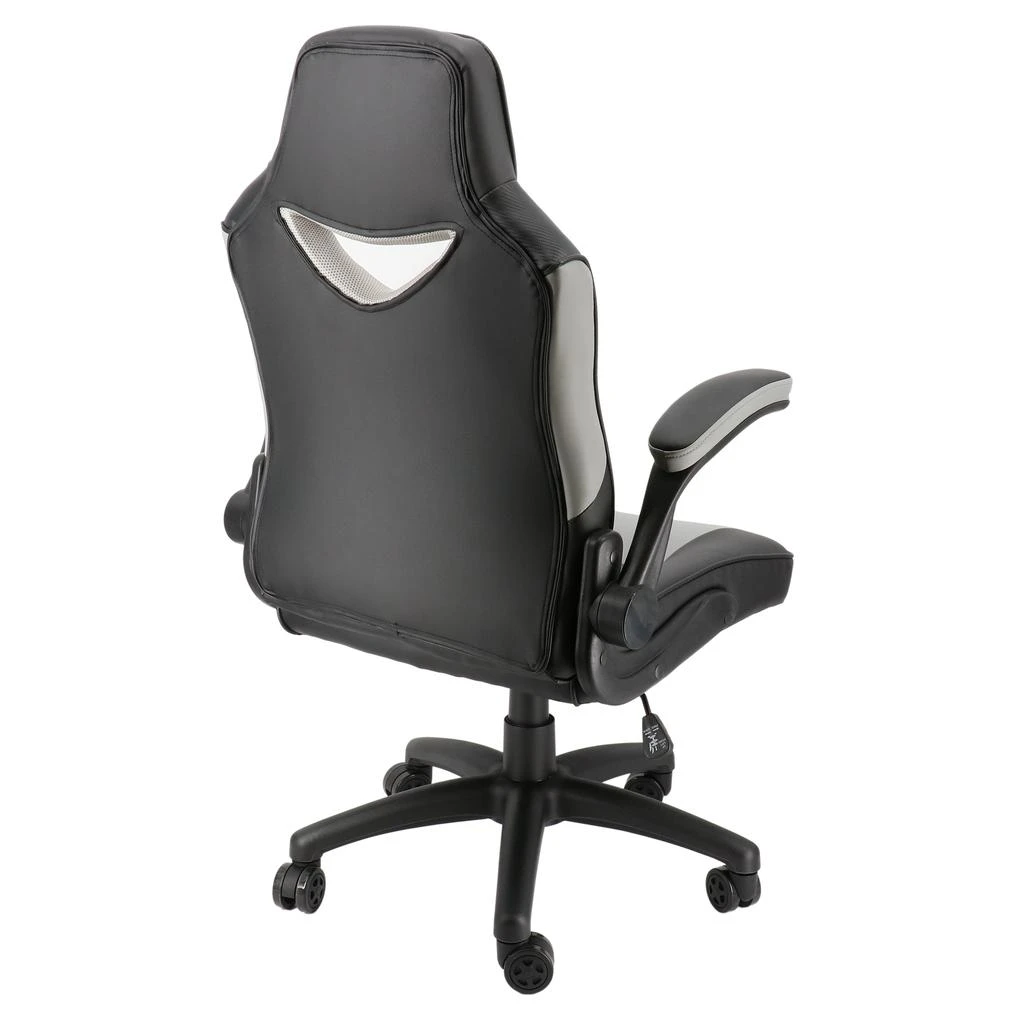 Elama High Back Adjustable Faux Leather Office Chair in Black and Gray 4