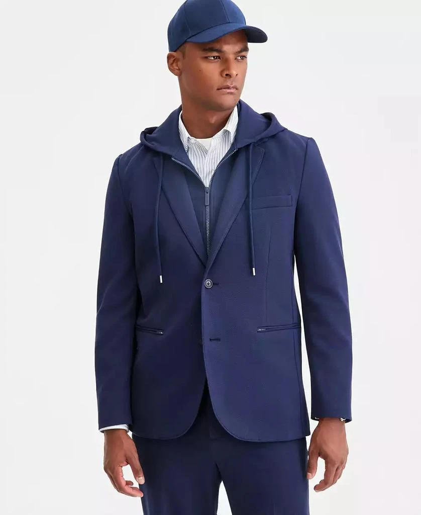 Alfani Men
s Textured Knit Regular-Fit Hoodie Blazer, Macy
s Exclusive