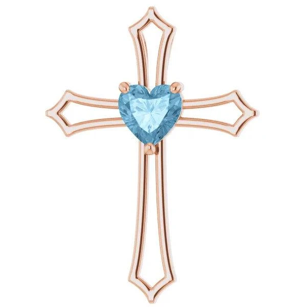 Pompeii3 7mm Blue Topaz Women's Heart Pendant in 14k Gold Necklace 7mm Tall 1