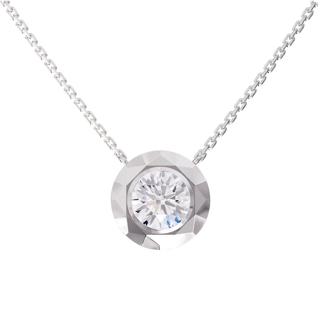 Diamond2Deal 14k White Gold 3 Ct Round Lab Grown Diamond Pendant Necklace 18" Chain VVS-VS, E-F