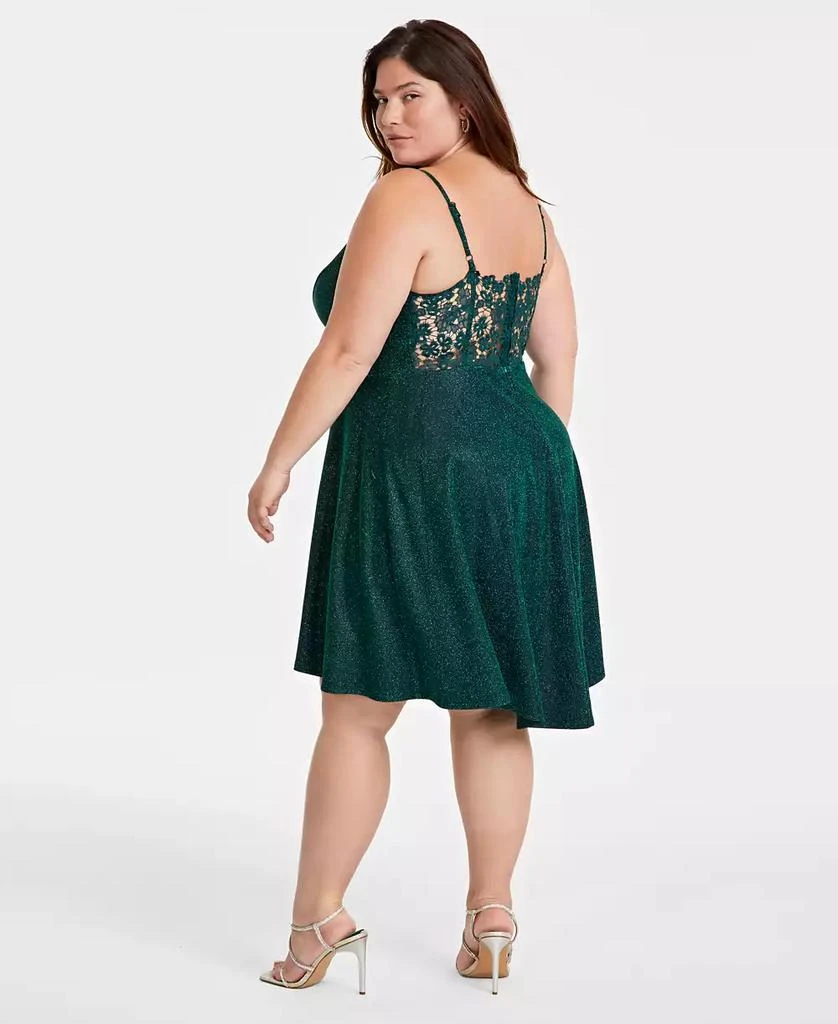 City Studios Trendy Plus Glitter Lace-Back High-Low Dress 3
