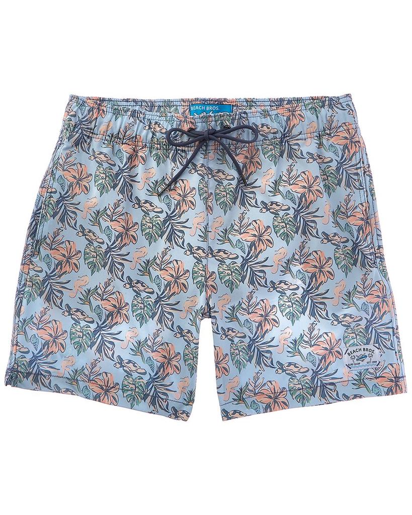 BEACH BROS Floral Sea Turtle Swim Trunk