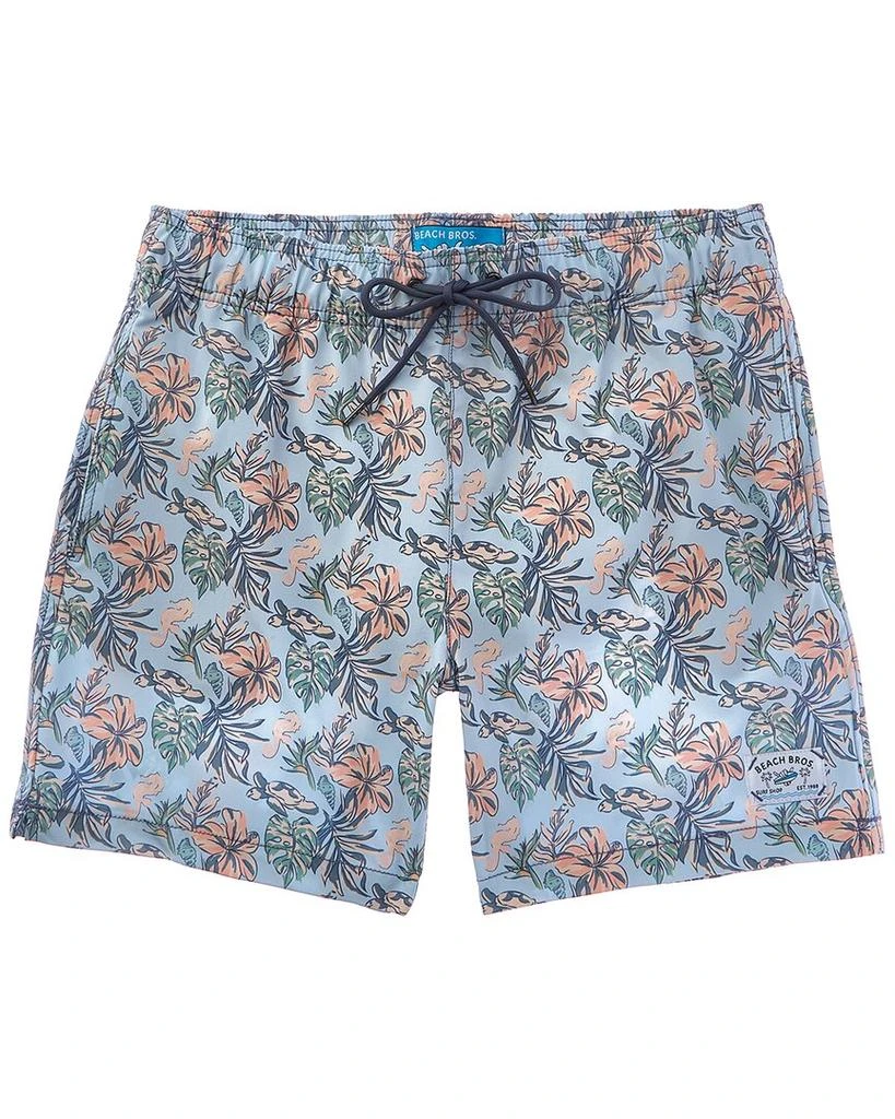BEACH BROS Floral Sea Turtle Swim Trunk 1