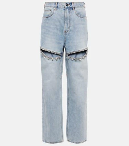 AREA Crystal-embellished straight jeans 1