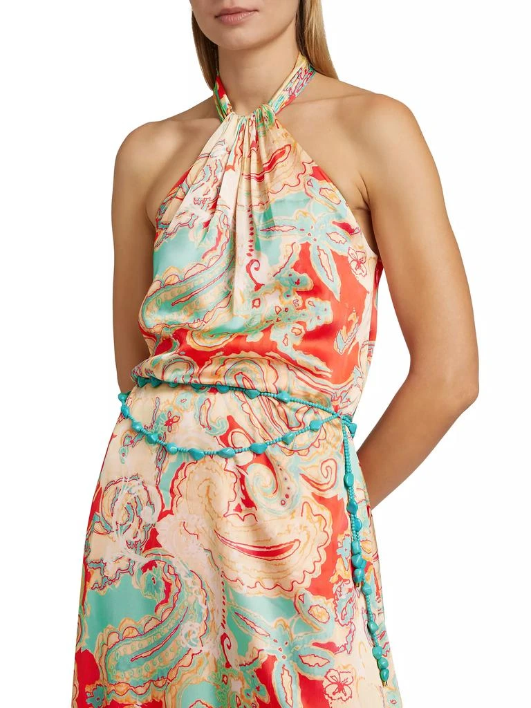 AMUR Collie Paisley Satin Halter Gown 6