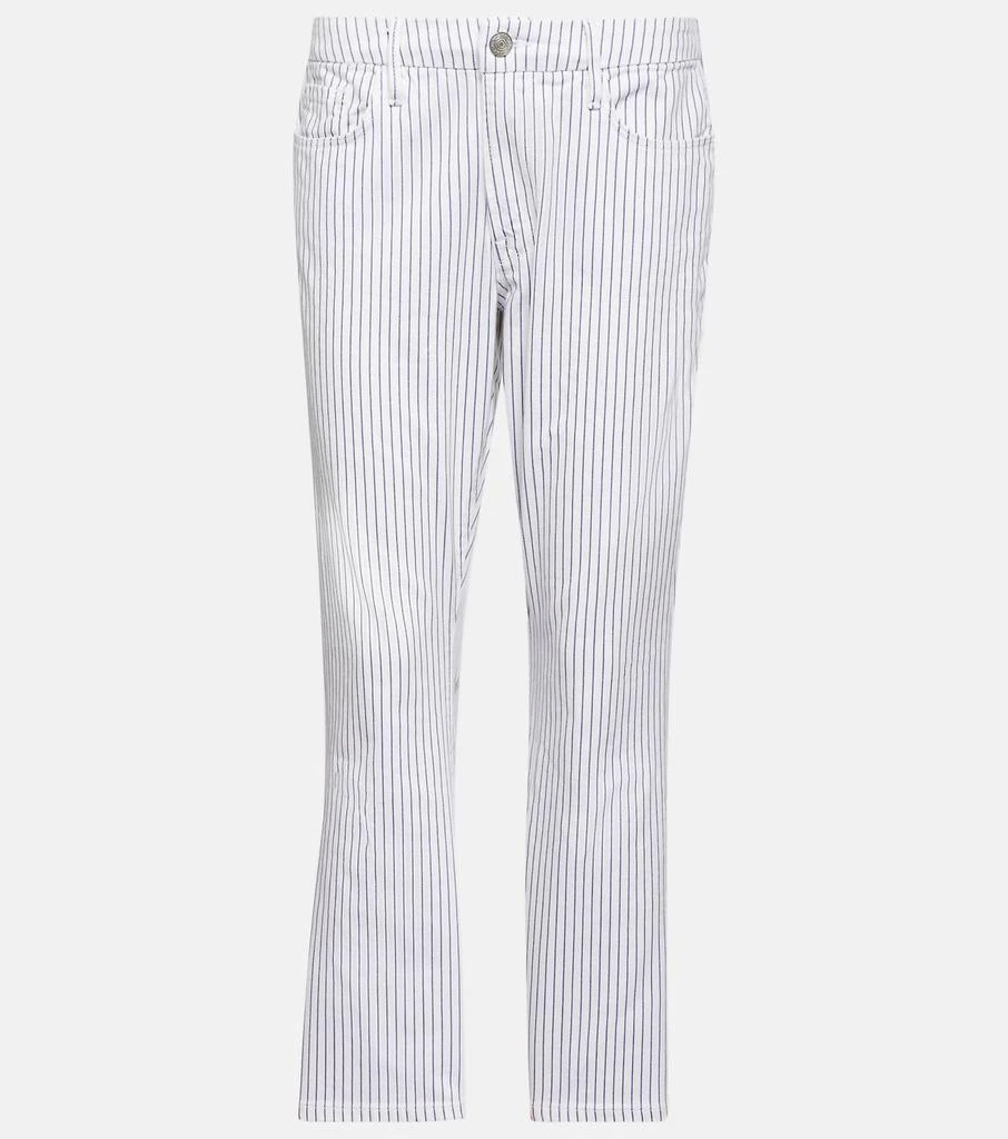 FRAME Le Crop Mini Boot Striped Jeans In White 4