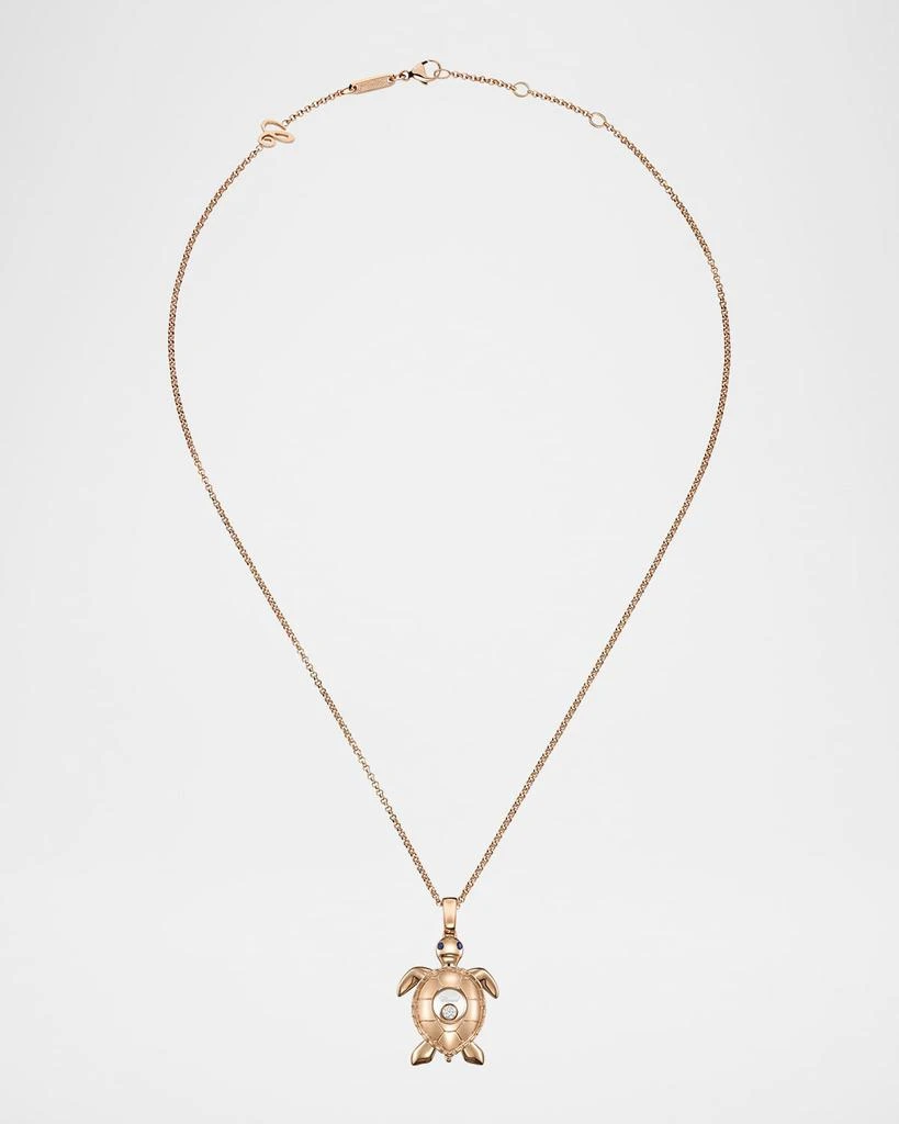 Chopard 18K Rose Gold Happy Diamonds Sapphire Turtle Pendant Necklace 4