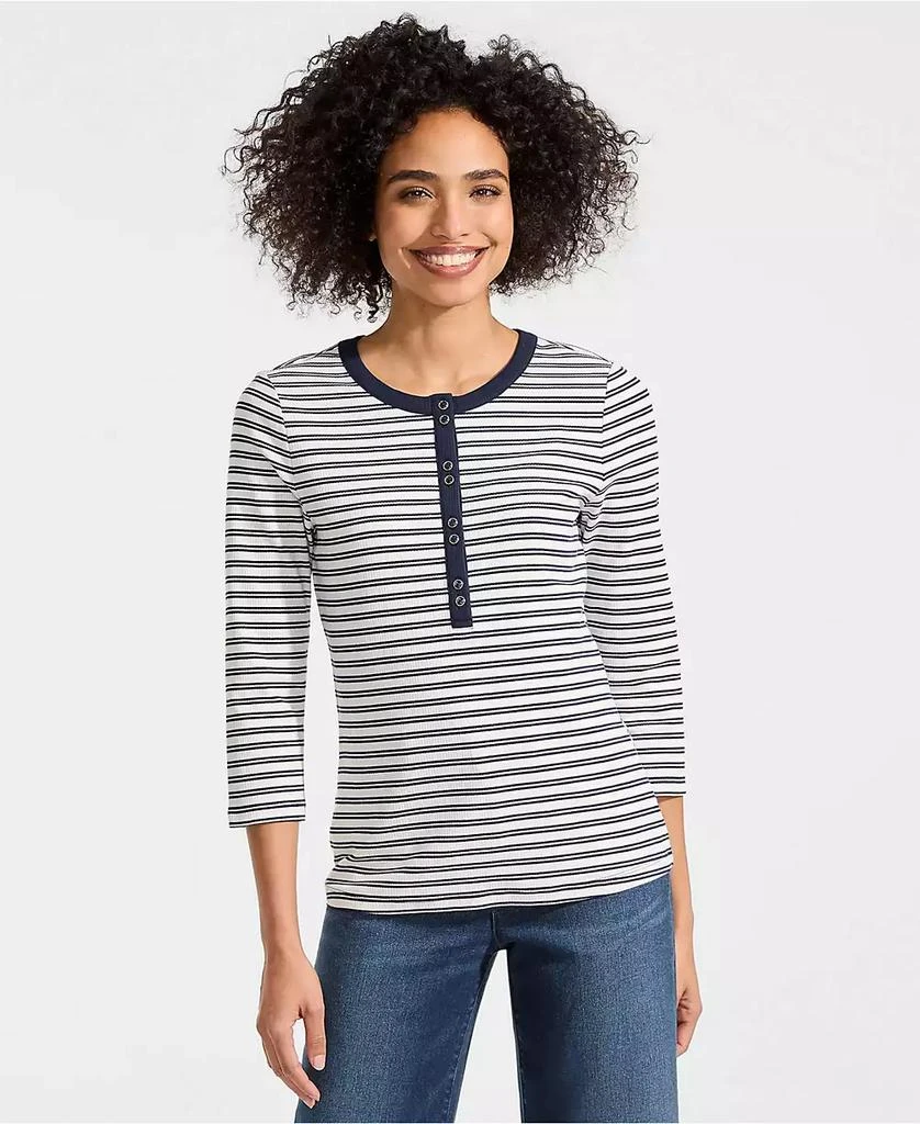 Lands
 End Women
s 3/4 Sleeve Polished Rib Henley Top
