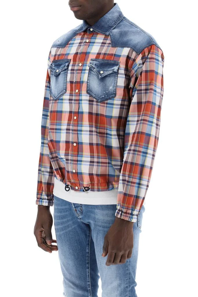 DSQUARED2 plaid western shirt with denim inserts 4