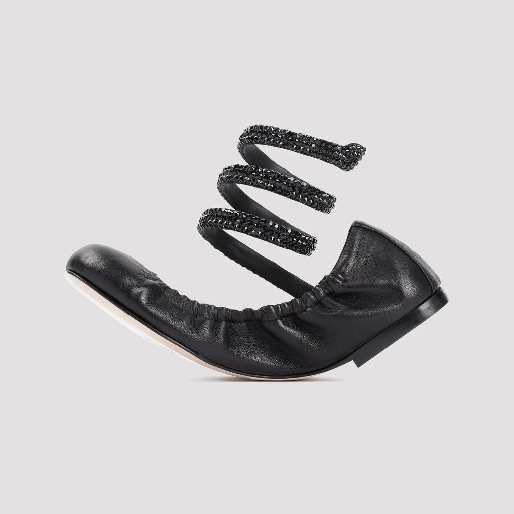 Rene Caovilla Black Lamb Leather Ballerinas 4
