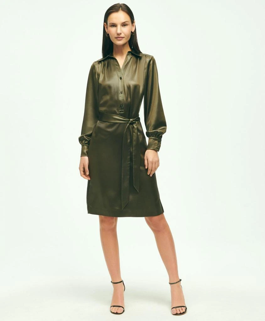 Brooks Brothers Satin Popover Belted Shirt Dress 1