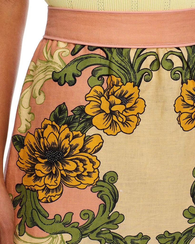 Farm Rio Delicate Flower Linen Arabesque Skirt 5