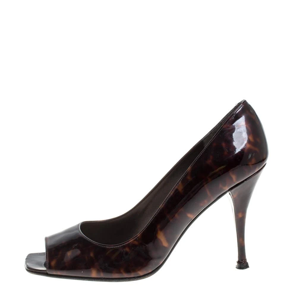 Stuart Weitzman Stuart Weitzman Brown Patent Leather Peep Toe Pumps Size 39 2