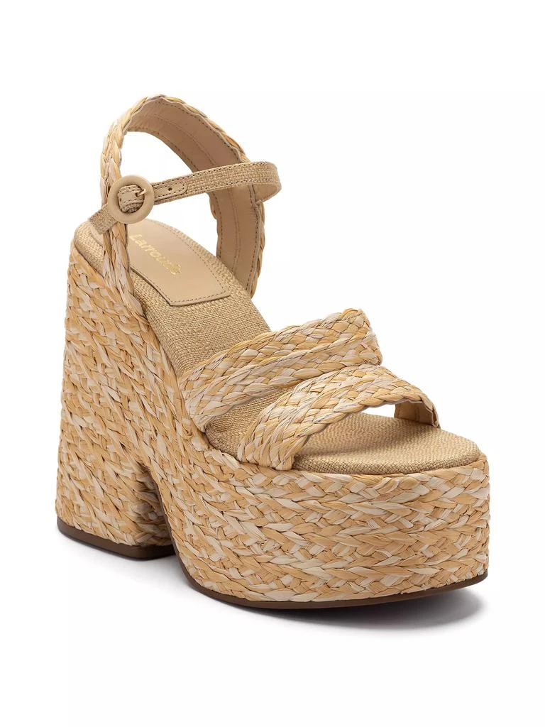 Larroudé Carmen 145MM Raffia Platform Sandals 2