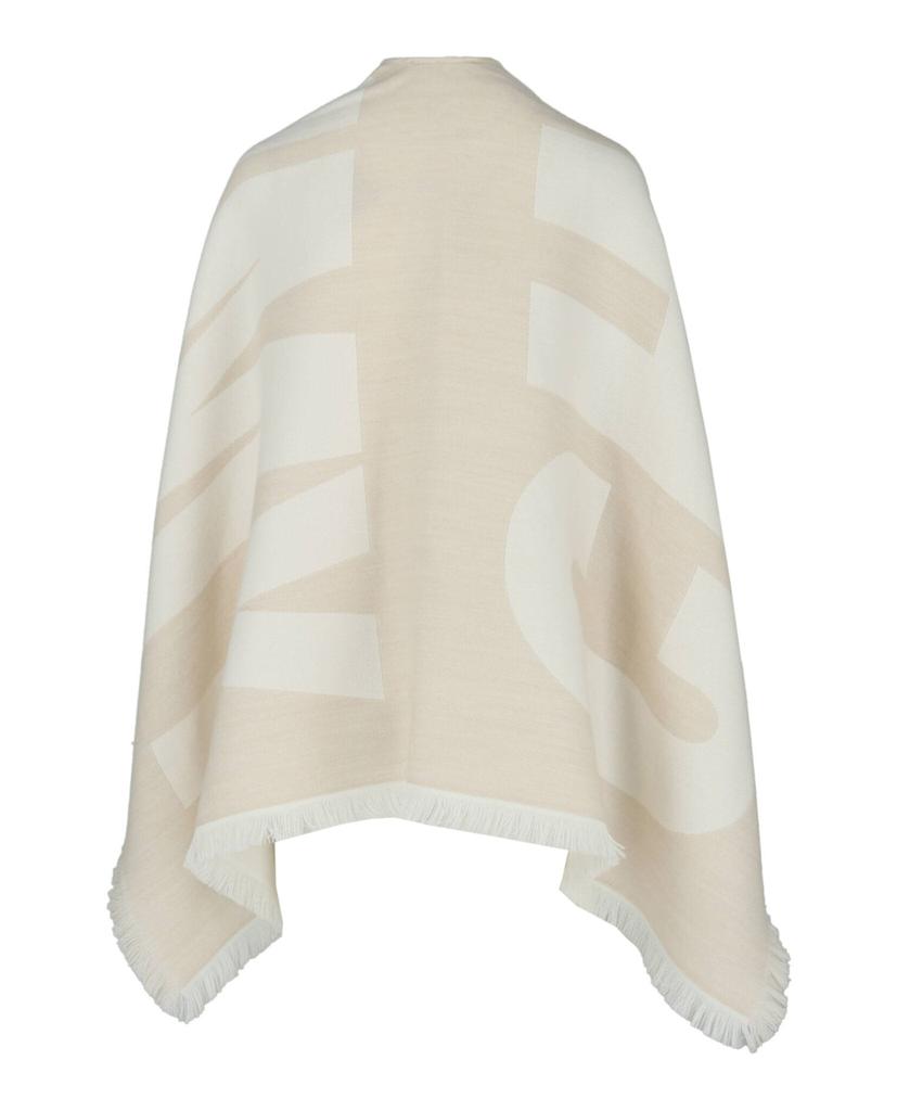Jimmy Choo Logo Printed Wool Poncho