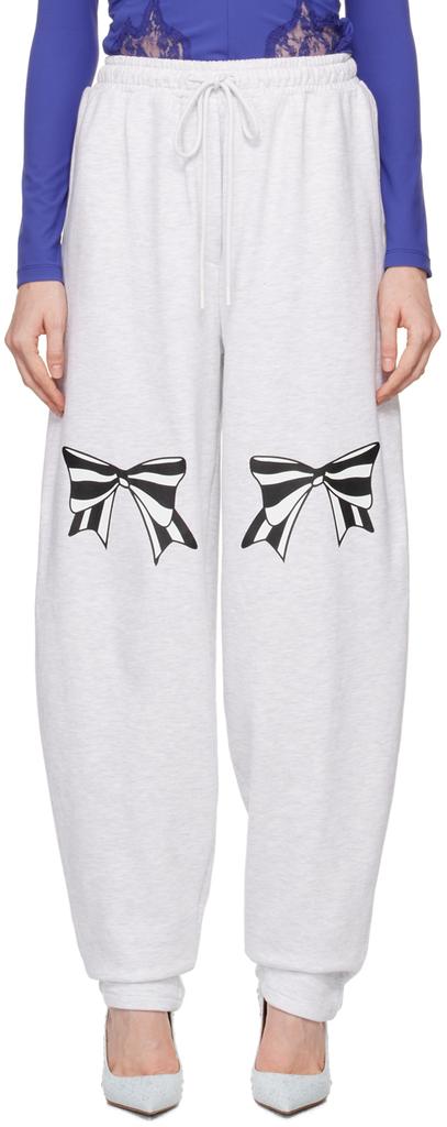 pushBUTTON Gray Ribbon Printed Sweatpants