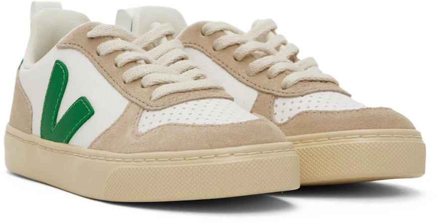 VEJA Kids White & Beige V-10 Sneakers 4