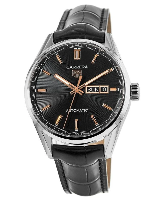 TAG Heuer Tag Heuer Carrera Calibre 5 Day-Date Automatic Black Dial Leather Strap Men's Watch WBN2013.FC6503 1