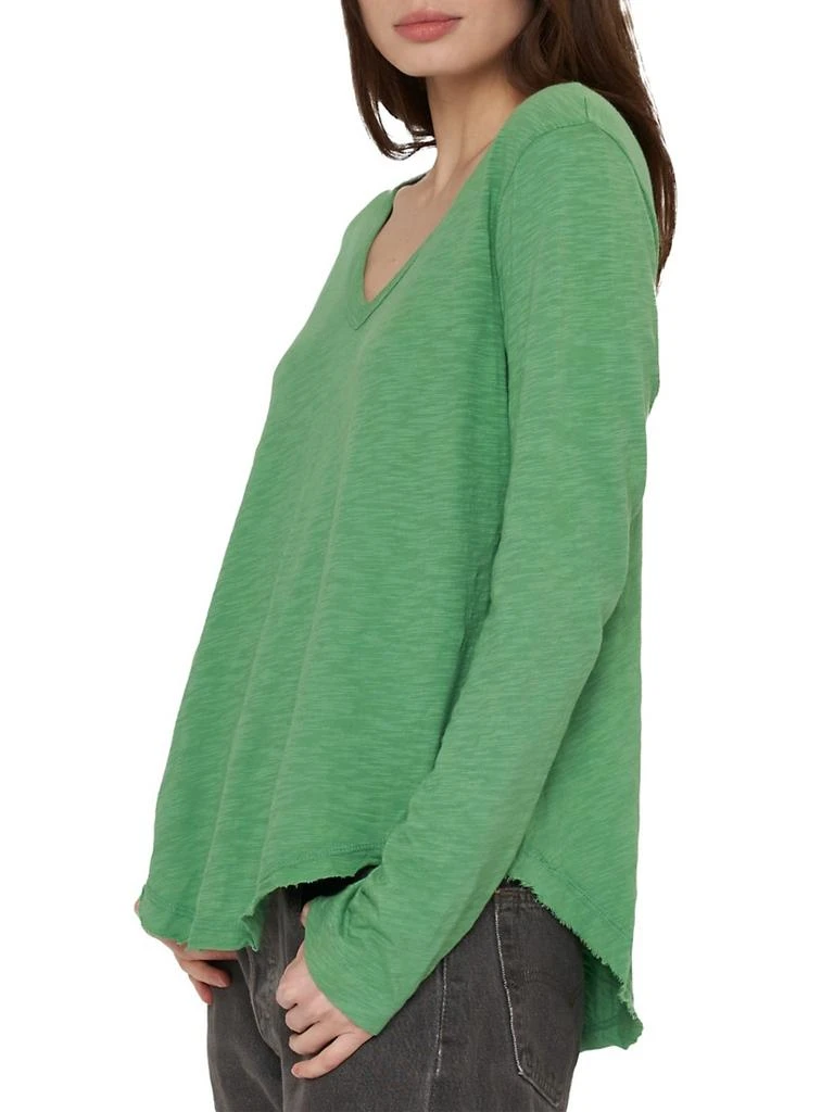 Wilt Long Sleeve V-Neck Raw Hem Shirttail 4