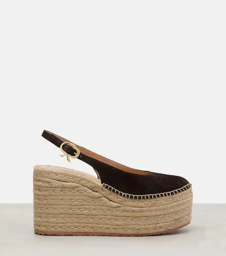 Gianvito Rossi Suede slingback espadrille wedges 4