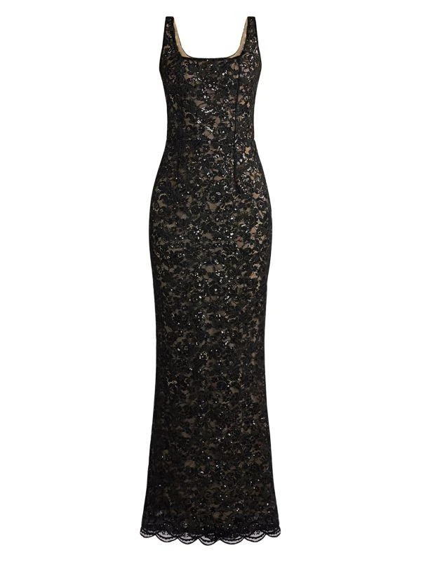 Zac Posen Lace & Sequin Fitted Gown 5