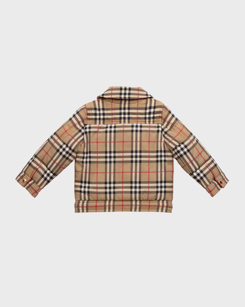Burberry Kid's Gideon Check Quilted Jacket, Size 6M-24M