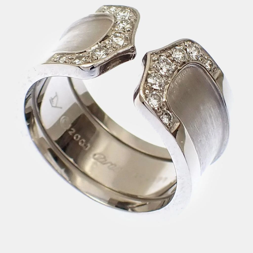 Cartier Cartier 18K White Gold and Diamond Double C Band Ring EU 52 2