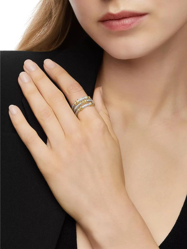 David Yurman Petite Helena Wrap Three Row Ring in Sterling Silver 7