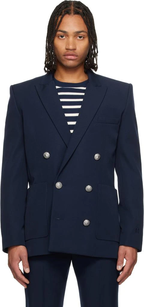 Balmain Navy Grain de Poudre Blazer 1