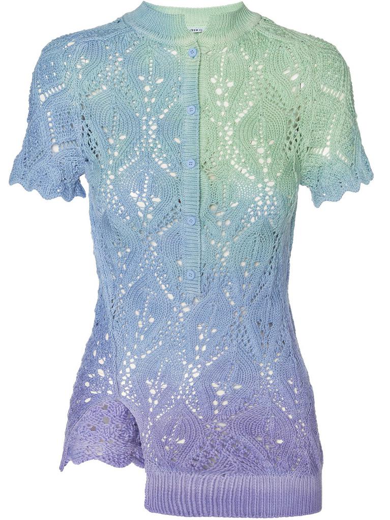 NA Violet and Green Asymmetrical polo shirt