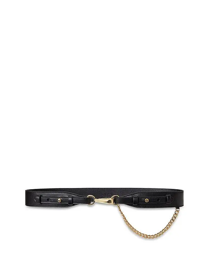 Ralph Lauren Women's Chain Trim Leather Dog Clip Belt