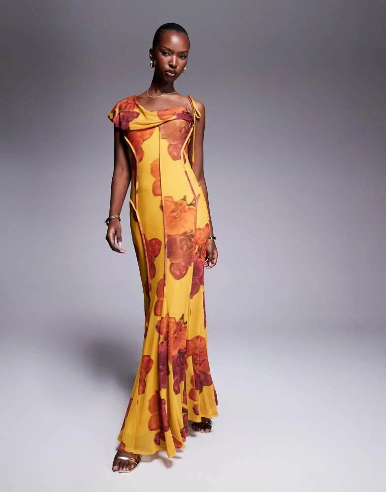 Shop ASOS DESIGN printed mesh draped front maxi dress in vintage floral on  Sale at BeyondStyle  Get 65% Off ASOS DESIGN printed mesh draped front maxi  dress in vintage floral with