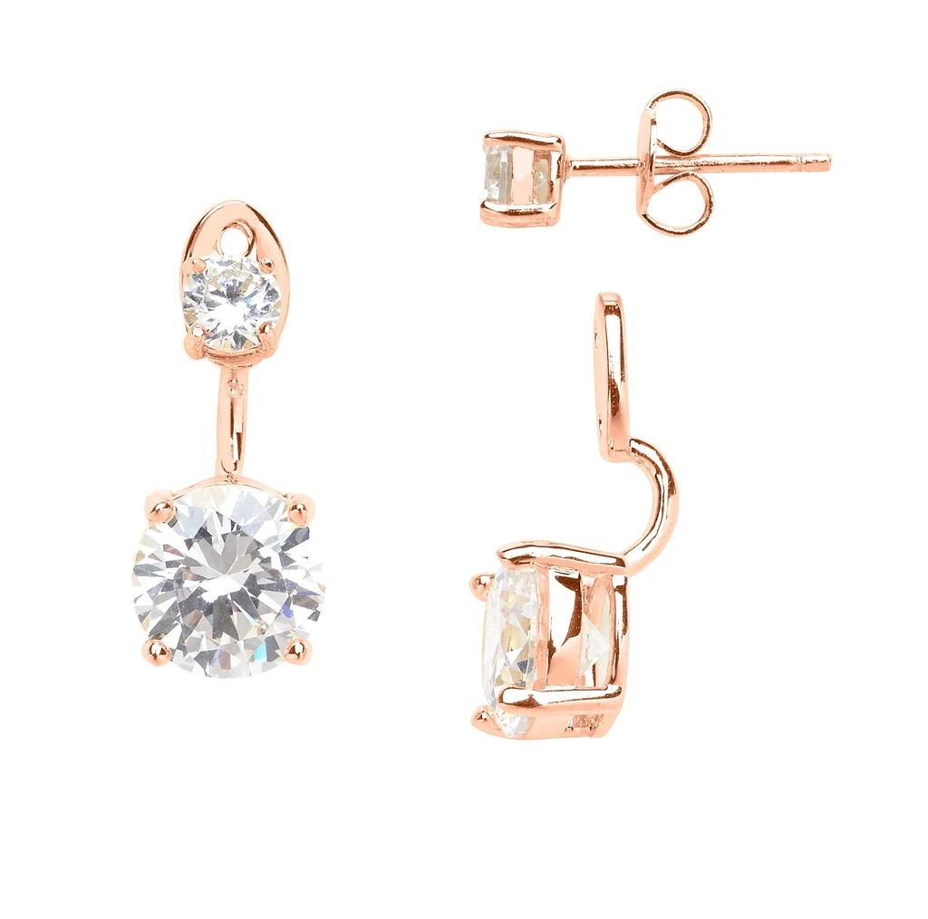 Sterling Forever Brilliant CZ Stud Jacket Earrings-Silver 6