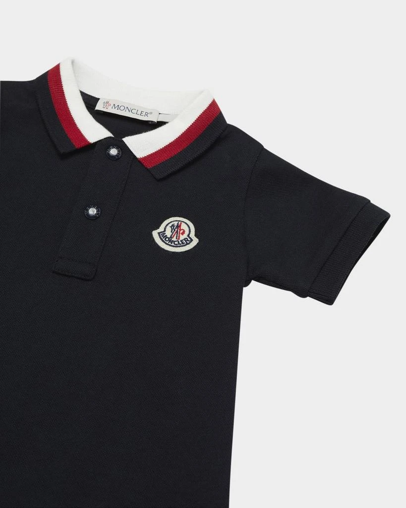 Moncler Boy
s Pique Polo Playsuit, Size Newborn-24M 3