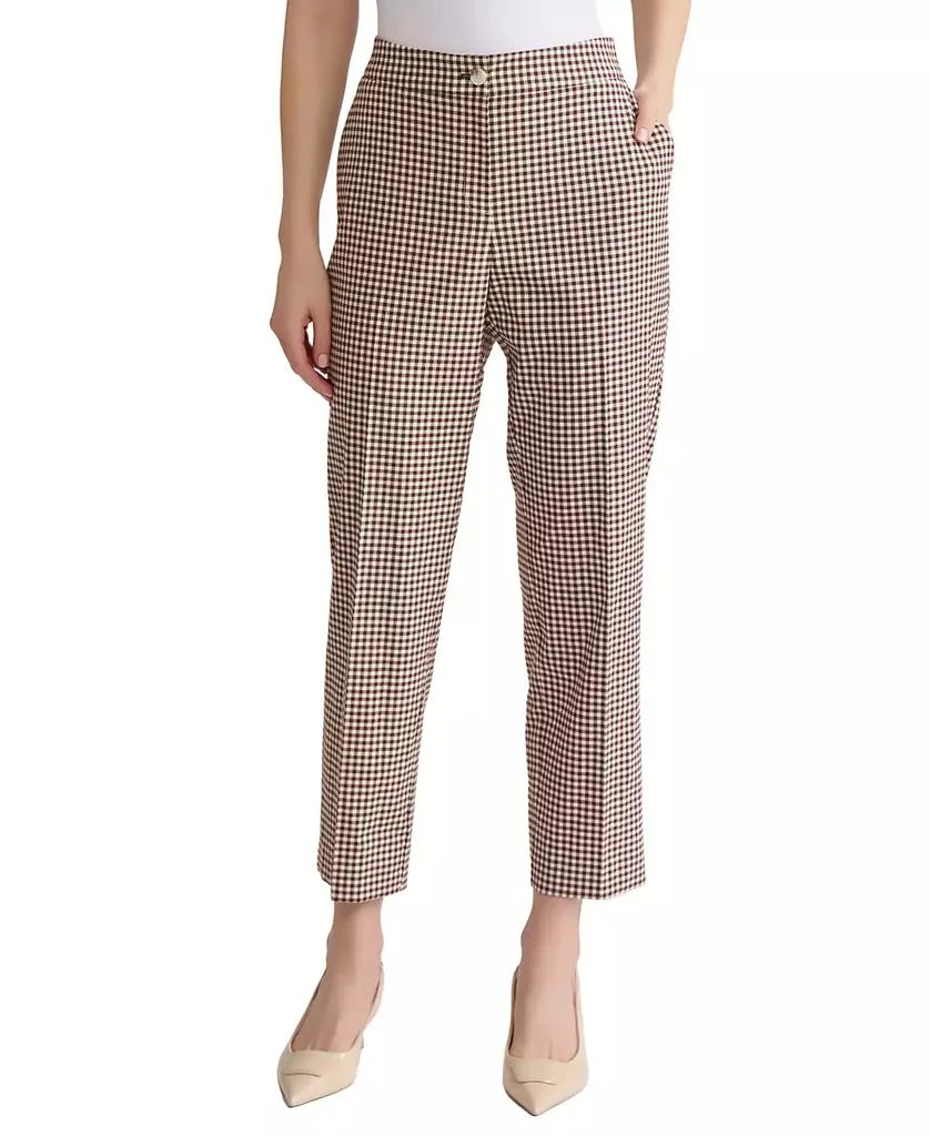 JONES NEW YORK Women's Check Print High-Rise Ankle Pants 1
