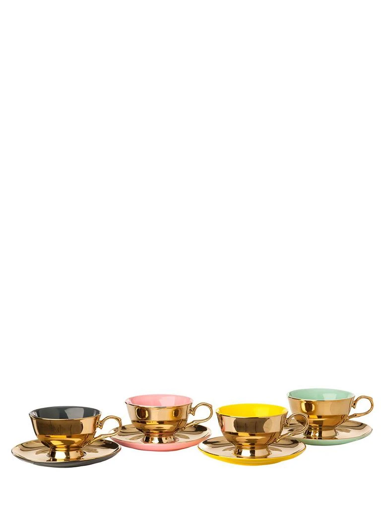 POLSPOTTEN Set Of 4 Legacy Gold Tea Cups & Saucers 1