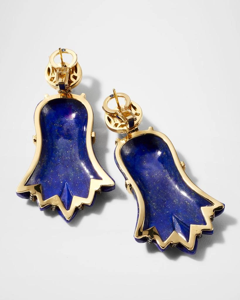 Silvia Furmanovich 18K Yellow Gold Egypt Earrings with Diamonds, Kyanite and Lapis 4