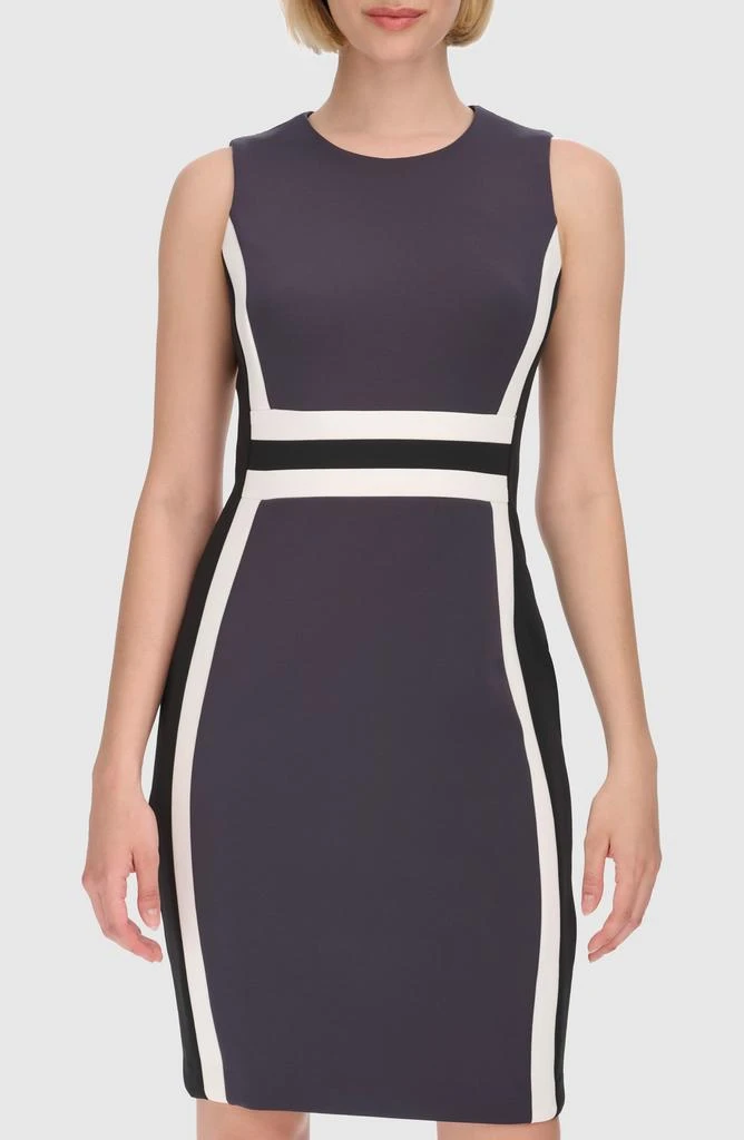 Calvin Klein Colorblock Sleeveless Scuba Sheath Dress 3