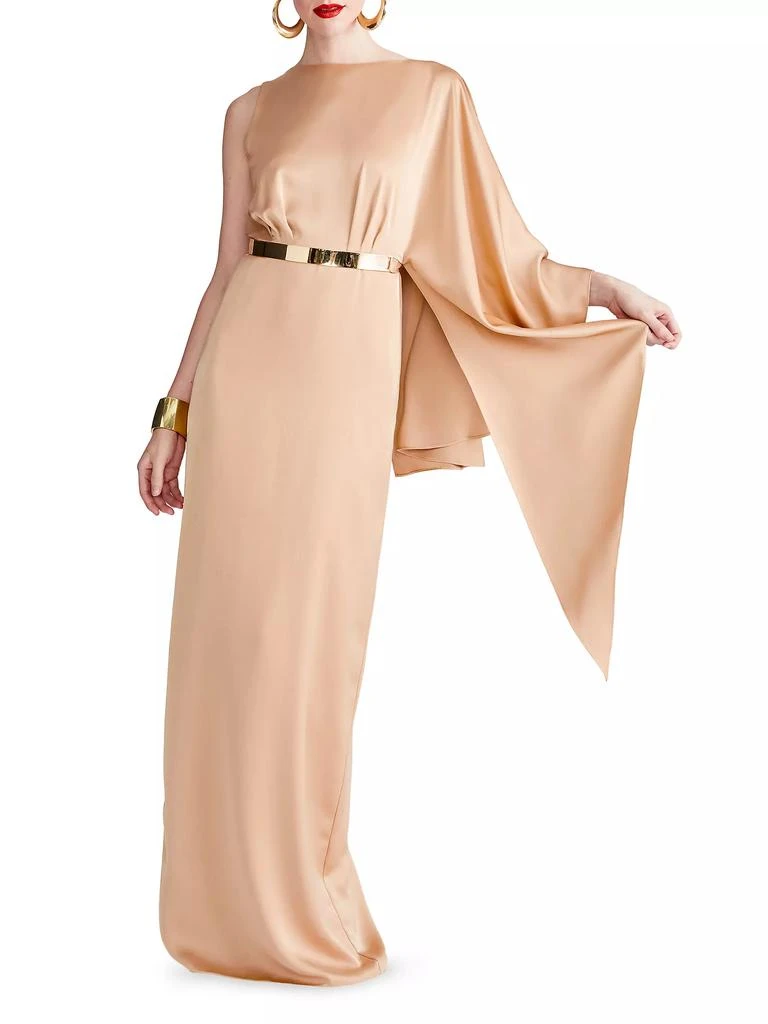 HALSTON Rhiannon Satin One-Shoulder Gown 5