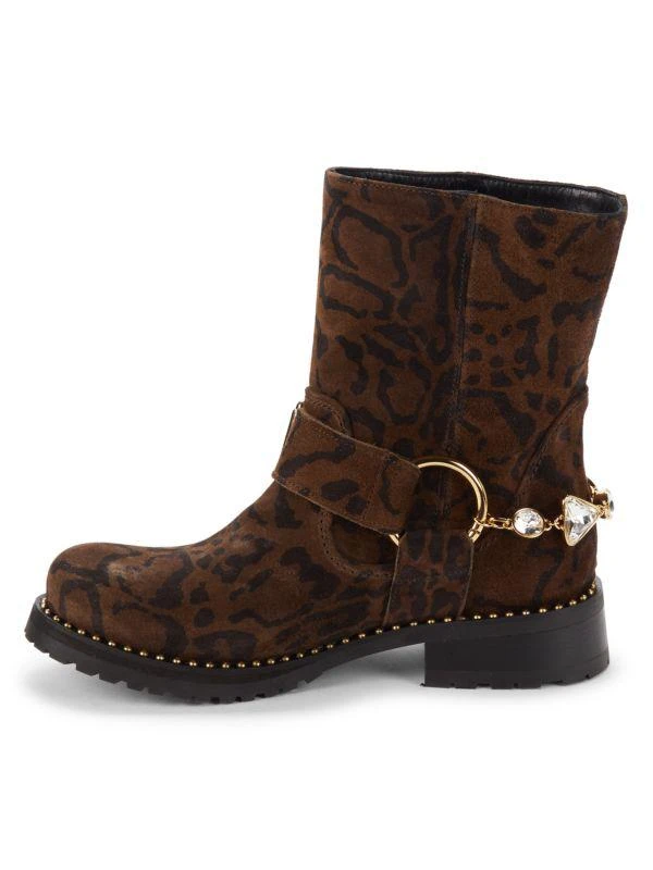 Sophia Webster Blake Snakeskin Print Suede Biker Boots 4