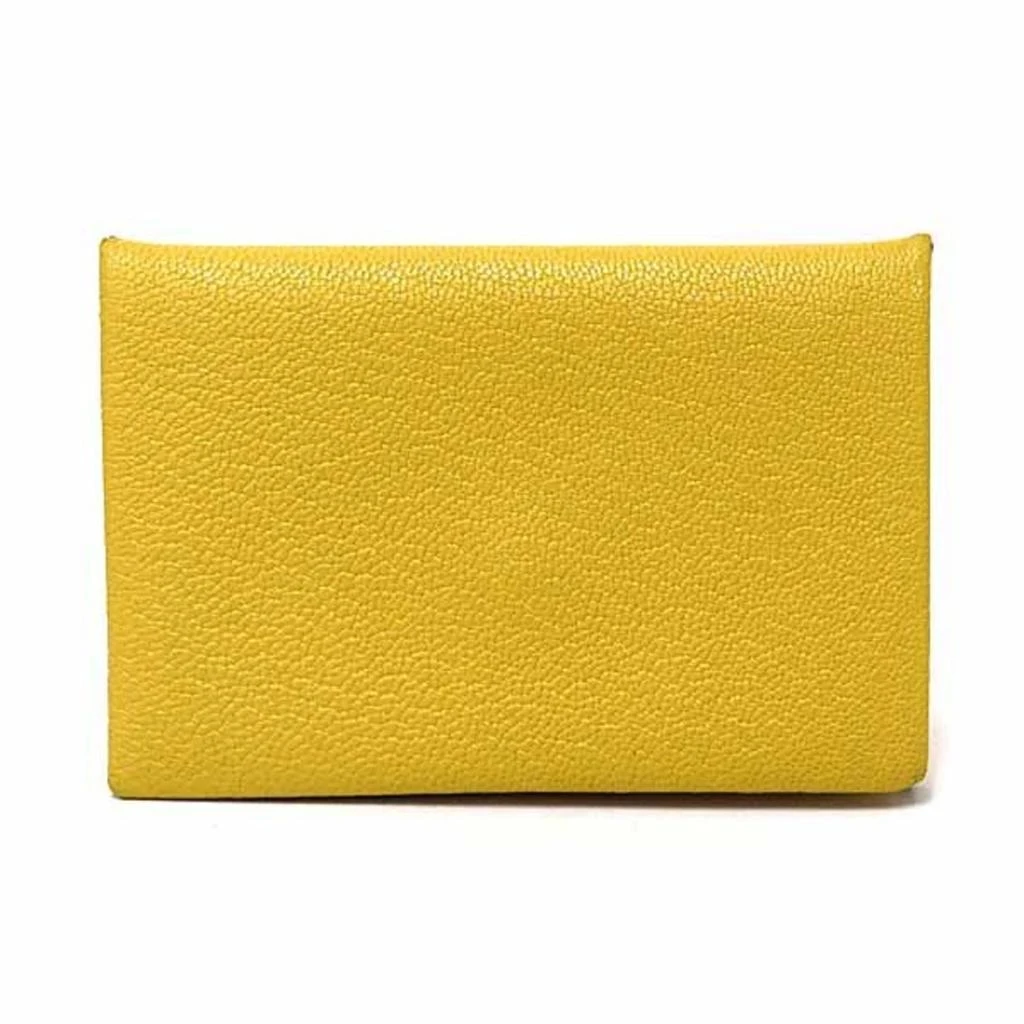 Hermes blue yellow Chevre Myzore Leather Card Case (Pre-Owned)