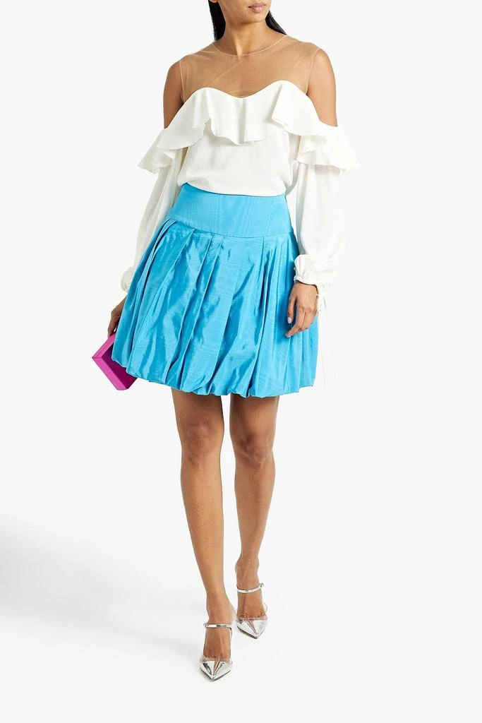 Oscar de la Renta Tulle-trimmed ruffled crepe top 2