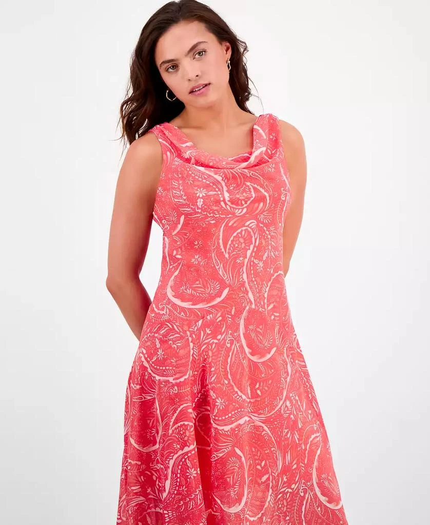 Robbie Bee Petite Printed Cowlneck Chiffon Dress 4