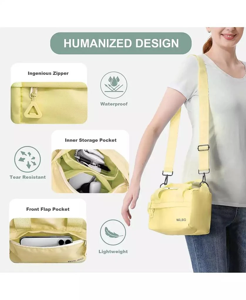 Urbanmax Small Gym Bag 9 inch, Mini Duffle Bag with Adjustable Strap, Lightweight Carry On Sport Bag for Women Girls (Light Yellow) 3