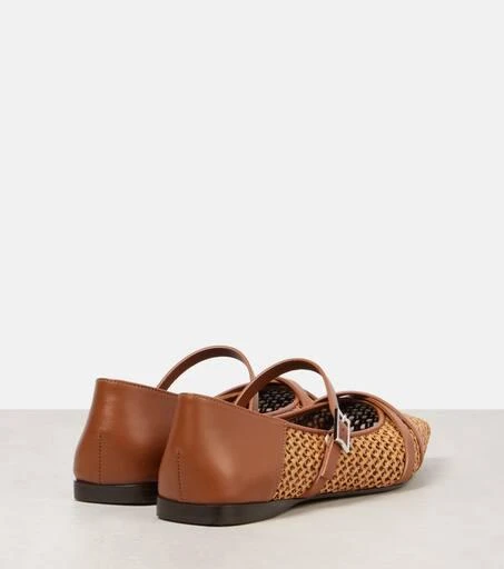 Max Mara Woven leather-trimmed Mary Jane flats 2