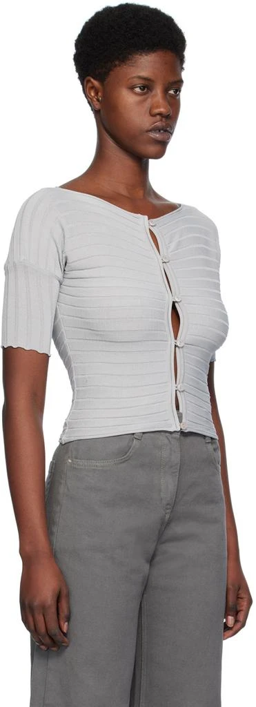 Low Classic Gray Boat Neck Cardigan 4