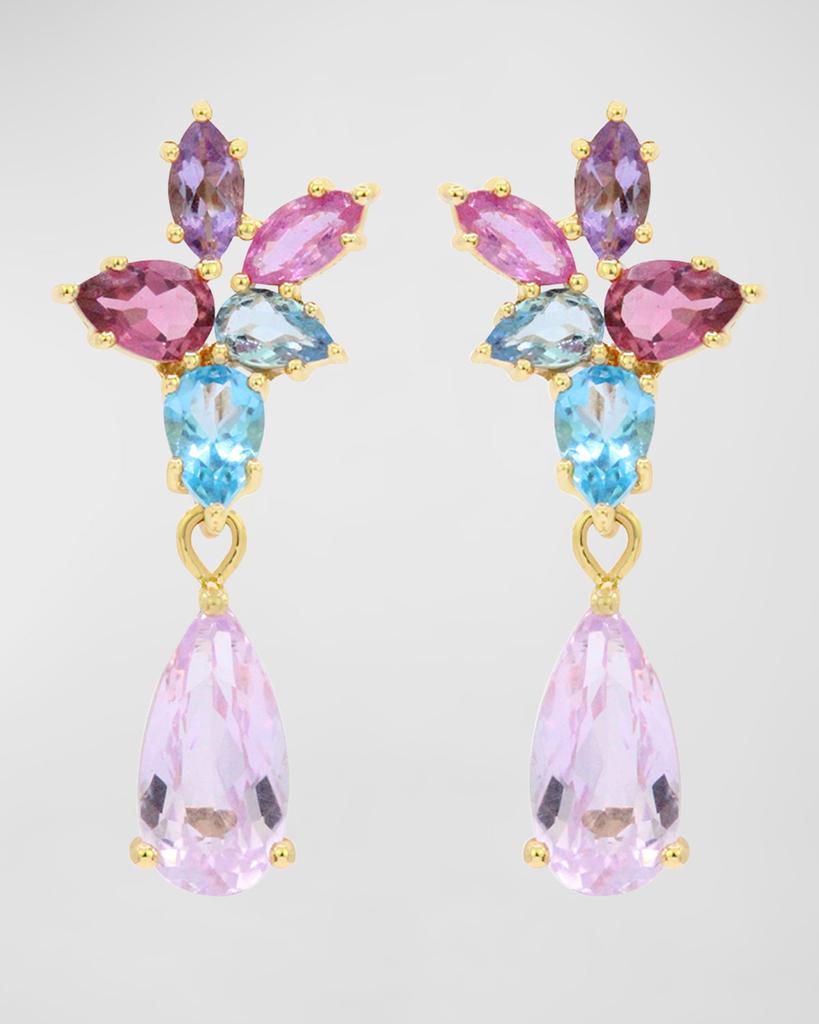 Stevie Wren 18K Yellow Gold Cluster Gem Interchanging Drop Earrings
