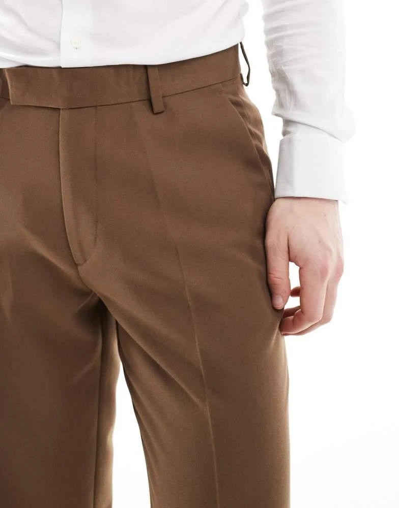 ASOS ASOS DESIGN smart straight leg trousers in brown 2